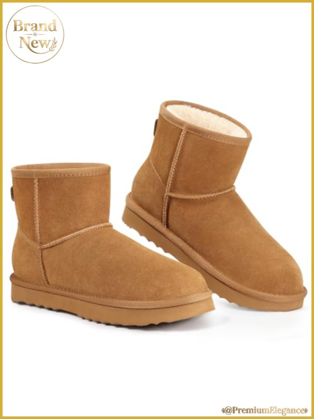 Women's Suede Mini Snow Boots Fur Lined Fuzzy Ankle Booties Winter